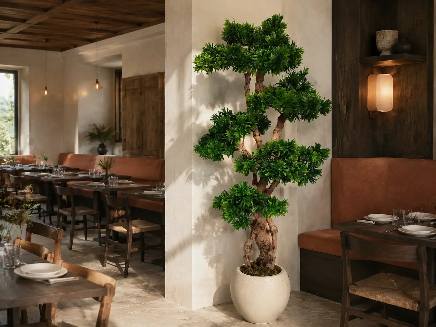 Pin nuage sculptural dans la salle chaleureuse d’un restaurant