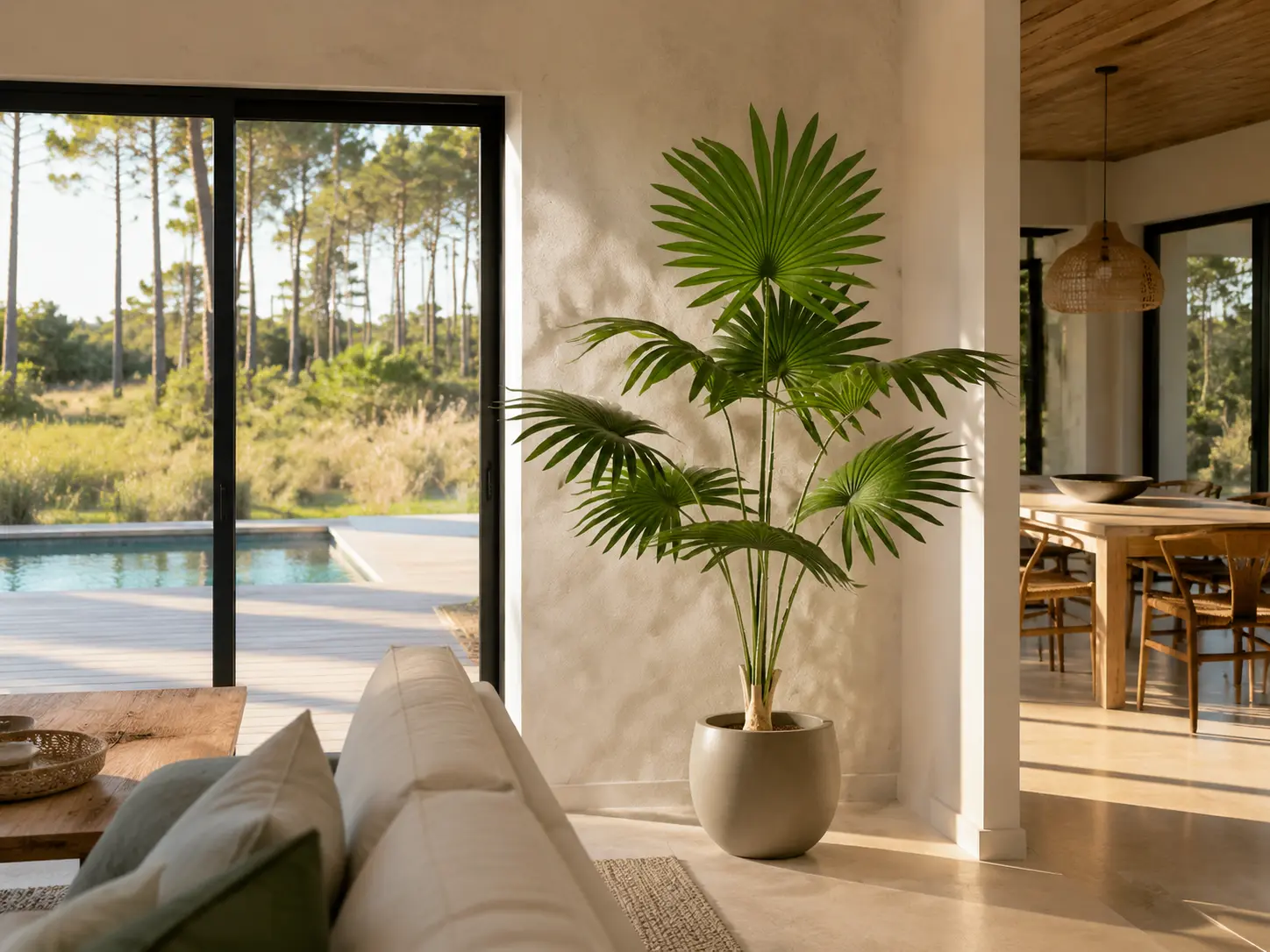 Palmier décoratif dans une villa du Médoc